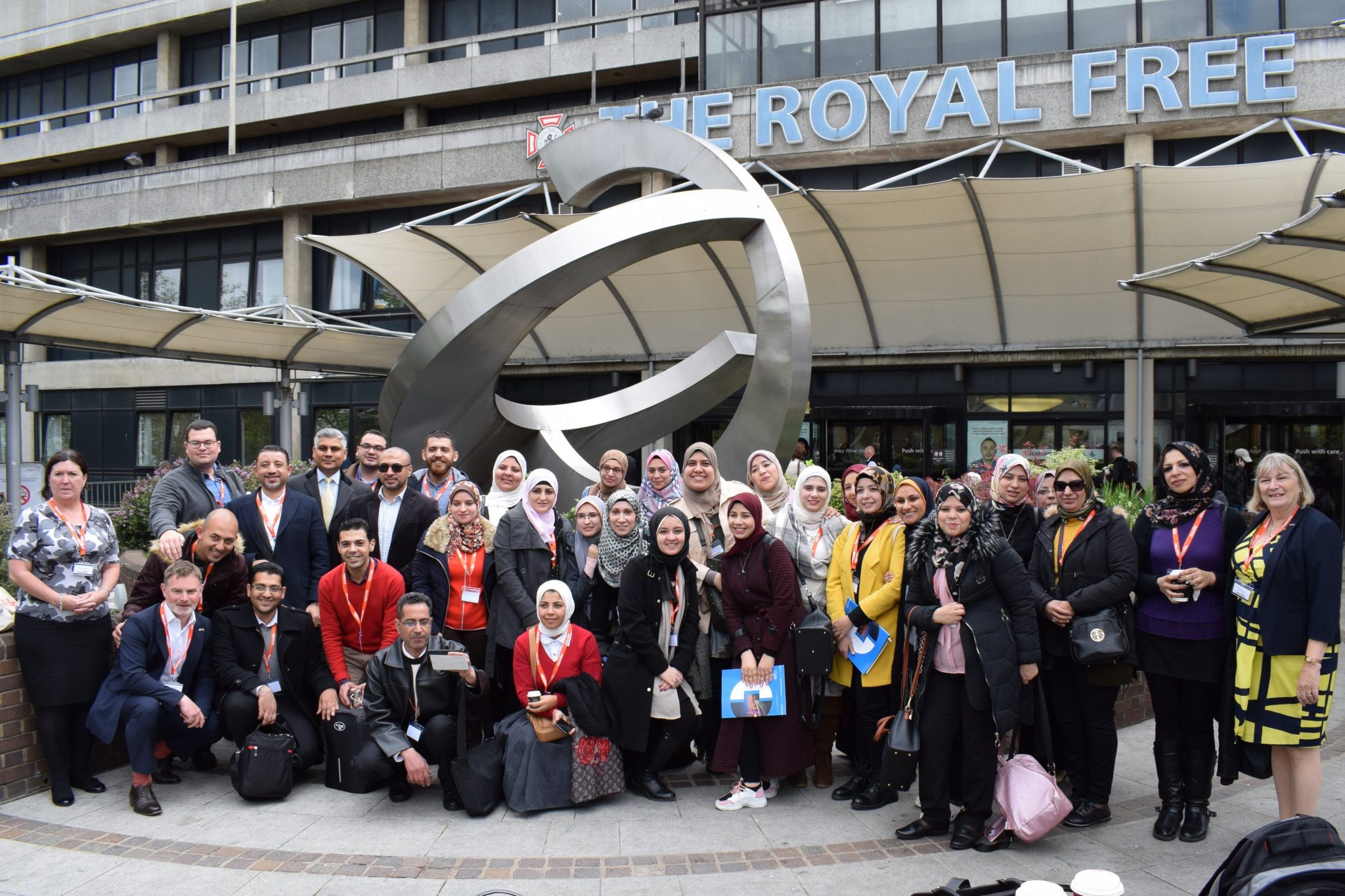 Egyptian Family doctors outside the Royal Free Hospital